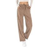 Nina Carter J253 - Pantalones Casuales para Mujer - Pantalones de Chándal de Terciopelo, Ajuste Relajado, Pantalones con Aspecto de Pana con Cintura Elástica y Pierna Ancha, L