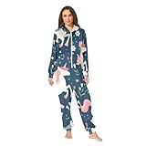 GAIREG Pijama de una pieza para adultos, diseño de unicornios, flores, ultrasuave, para hombres y mujeres, Flores de unicornio, S