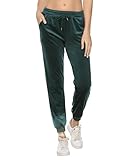 Aottori Pantalones Deportivos Mujer Terciopelo Joggers Cintura Alta con Cordón Pantalon Chandal Elastica Sweatpants con Bolsillos para Yoga Gym Verde XXL