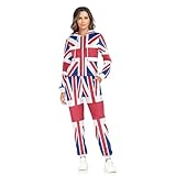 Ksajwzf Conjunto deportivo de 2 piezas para mujer, diseño de bandera británica de Inglaterra, conjunto deportivo de manga larga con la bandera de Reino Unido, multicolor, L