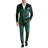 Vhersily Chándal formal de terciopelo para hombre para esmoquin, dos pechos elegantes, Slim Fit Chaquetas de lentejuelas, chaqueta de Año Nuevo, para boda, baile, novio, noche, ceremonia, Verde, M