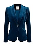 Allegra K Disfraz de Navidad Abrigo De Oficina para Mujer Chaqueta De Terciopelo con Botones Y Cuello Chal Sólido Azul Profundo XXL