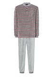 El Búho Nocturno Pijama Hombre Invierno Terciopelo Rayas, 80% Algodón, 20% Poliéster, Rojo 5723, XXL