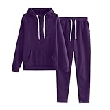 Conjunto completo de chándal para mujer, pantalones de pierna ancha, conjunto casual de ropa de calle, trajes de correr de gran tamaño, conjunto de sudadera y pantalones deportivos, Morado (, XXL