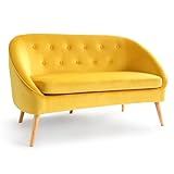 IDMarket - Sofá de terciopelo Sonia amarillo
