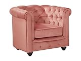 Vente-unique-Sillón de Terciopelo Chesterfield - Rosa Polvo
