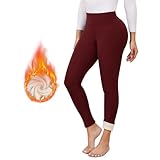 Leggins Termicos Mujer Invierno Cálido Cintura Alta Elástico Gruesas Pantalon Forro Polar Terciopelo Grueso Leggins Mallas M Vino Rojo