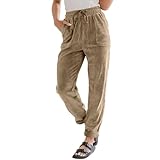 Pantalones de pana para mujer, informales, cintura alta, térmicos, pantalones deportivos largos de terciopelo con cordón, pantalones térmicos con bolsillos, pantalones de pana de forro polar, cintura