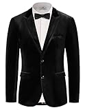 PaulJones Chaqueta de terciopelo para hombre, traje de fiesta de boda, Navidad, 2 botones, esmoquin para hombre, Negro , M