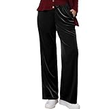 Celanisai Pantalones de terciopelo para mujer, pantalones rectos, pantalones de ocio, pantalones térmicos, cintura alta, elásticos, pantalones de invierno, otoño, pantalones de chándal Elgegant