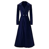 Generisch Chaquetas casuales de terciopelo largo asimétrico delgado delgado retro medieval retro de Halloween y Navidad para mujer, azul, L