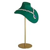 RQQM Soporte de exhibición de joyas de cuero de microfibra verde esmeralda con base de acero inoxidable, soporte de collar vintage para tiendas, ferias o hogar, 25 cm con clips antideslizantes