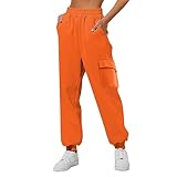 Pantalones de chándal para mujer, algodón, bolsillos, pantalones de chándal para mujer, talla larga, cálidos, cintura alta, pantalones de peluche, puños mullidos, con cordón, pantalones de forro polar