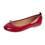 Zapatillas de correr Pretty Bailarinas para mujer, zapatos medievales, planos, de verano, para niñas, cómodos, de terciopelo, anchos, elegantes, para gimnasia, rojo, 37 EU