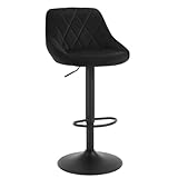 WOLTU 1x Taburete de Bar con Respaldo Terciopelo Taburetes Alto Cocina Regulable en Altura Taburete Giratorio Sillas Bar Taburete de Escritorio Negro BH219sz-1