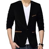ORANDESIGNE Blazer Chaqueta de Traje para Hombre Diseño Ajustado con Un Botón Blazer de Terciopelo Elegante Formal para Bodas Negocios y Veladas B Negro M