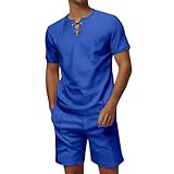Generisch Chándal para hombre, de verano, corto, de dos piezas, ropa deportiva, tracksuit de manga corta, camiseta y pantalones cortos, juego de camiseta y pantalones cortos, color sólido, traje de