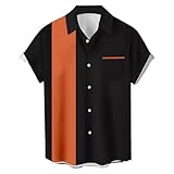 Verano 2026 Camisa Casual de Manga Corta con diseño de Colores Contrastantes, Blusa de Cuello Moderno y cómoda para Uso Diario. Atuendo Elegante. (Orange, M)