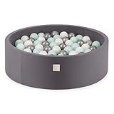 Bonita piscina de bolas para bebé a partir de 1 año – piscina redonda de terciopelo con 200 bolas – perfecta para niños – 90 x 30 cm – Diversión para los más pequeños – Diseño seguro MISIOO