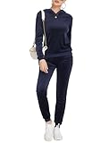 Hotouch Traje Informal Para Mujer Ropa Deportiva Para Correr Traje Informal de Terciopelo Pantalones con Capucha Conjunto de Dos Piezas con Bolsillos Azul marino L