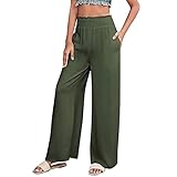 Culottes - Pantalones ligeros de verano para mujer, pantalones cruzados con hendidura, pierna ancha, pantalones con volantes, pantalones de yoga de verano, ligeros, transpirables, cómodos, pantalones
