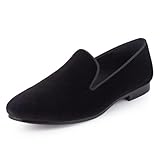 Harpelunde Mocasines de terciopelo de esmoquin para hombre, zapatos de vestir para boda, Black, 40 2/3 EU
