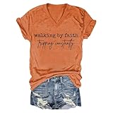 Camiseta vintage para mujer – Blusa fluida impresa manga corta para mujer, camiseta elegante con cuello en V, camiseta ligera, camiseta transpirable, camisa diaria actividades al aire libre Top