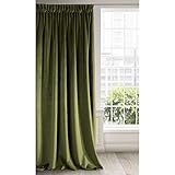 Eurofirany Ria Cortina Opaca Terciopelo con Cinta de Cortina - 1 Unidad, Panel, Suave, Clásico, Elegante, Salón, Dormitorio, Gruesa 290 g/m², 140x270 cm, Oliva