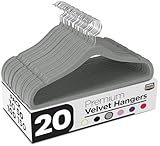 Utopia Home Premium Perchas de Terciopelo Antideslizantes, Duraderas Perchas Negras con Gancho Giratorio de 360 Grados Percha de Gran Resistencia (Gris, Paquete de 20).