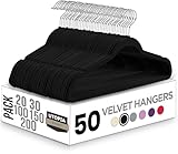 Utopia Home Premium Perchas de Terciopelo Antideslizantes, Duraderas Perchas Negras con Gancho Giratorio de 360 Grados Percha de Gran Resistencia (Negro, Paquete de 50)