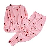 Conjunto de Pijamas para Mujer de Manga Larga de Forro Polar - Conjuntos de Pijamas para Mujer de Manga Larga de Invierno Cálidos Pjs - Comfypajamas Ropa de Noche Conjunto de Ropa de Dormir de 2