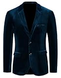 Chaqueta de terciopelo para hombre, chaqueta de terciopelo ajustada, chaqueta de esmoquin de terciopelo con dos botones, blazers para hombre, Teal, 54