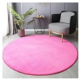 JHSDHYD Alfombra redonda de terciopelo coral para el hogar, sala de estar, mesa de centro, alfombra corta de felpa para niños (rojo rosa, diámetro 60 (23.6 pulgadas)