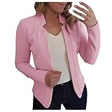 Generisch Abrigo negro corto para mujer, chaqueta deportiva, cárdigan de verano, elegante, ajustada, chaqueta blazer para oficina, trabajo, chaqueta corta, ligera, monocolor, Jack abierto, chaqueta de