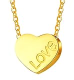 Collar de Oro Amarillo de 18 Quilates para Mujer, Collar con corazón de Amor para Fiesta de Boda, 18 Pulgadas