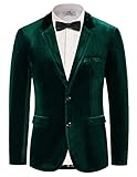 PaulJones Chaqueta de Terciopelo para Hombre, Chaqueta de Esmoquin de Dos Botones, Verde navideño L