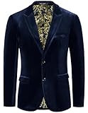 PJ PAUL JONES - Chaqueta de Terciopelo para Hombre, Dos Botones, Color Liso, Corte Entallado, para cenas, Fiestas, Bodas, Marino, Medium