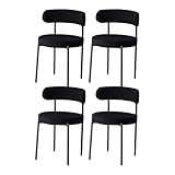 GrandCA HOME Juego de 4 Sillas de Comedor, Tapizadas en Terciopelo, Ideales para Salas de Estar, Comedores y Dormitorios, Negro