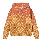 Generisch Sudaderas con capucha para adolescentes, sudaderas con capucha de moda, camisetas de manga larga de gran tamaño, ropa degradada para niñas, naranja, 3-4 años