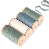 Cinta de terciopelo verde polvoriento, azul, 3/8 pulgadas x 15 yardas, 4 rollos de cintas de 5 yardas para decoración de coronas de árbol de Navidad, manualidades, adornos para envolver regalos