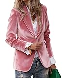 Blazer de terciopelo para mujer, chaqueta de traje casual de manga larga, abrigo de gran tamaño para el trabajo, oficina, Halloween, Navidad, rosa, L