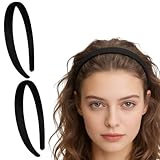 YIPFEN 2 piezas accesorios de pelo de moda, diademas de terciopelo para niñas y mujer, niña, terciopelo diademas, headbands for mujer, sólidas, sencillas, anchas, medianas y finas, color negro (negro)