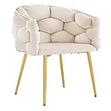 Lestarain Sillon Relax, Sillón Lounge de Terciopelo, Sillóncon Patas de Metal, Sillón de Lectura, Butaca Nórdica de Dormitorio Salón Estudio, Sillon Individual Acolchado, Carga 150 kg, Beige, LUNI1018