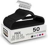 Utopia Home Perchas de Terciopelo - Perchas para Trajes de Terciopelo con Tie Bar - Antideslizantes (Negro, Paquete de 50)