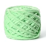 Hilo grueso de felpilla afelpada, 100 g (49.2 yardas), hilo de terciopelo esponjoso para tejer mantas y ganchillo, hilo de bebé para ganchillo suave, hilo de amigurumi (verde aguamarina)