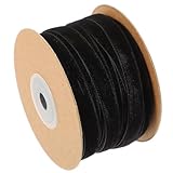 INOOMP Cinta de Tela de Poliéster Negro para Envolver Regalos, 1 Rollo de 20 Yardas, No Se Arruga, Adecuado para Manualidades y Decoración en Fiestas