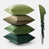 MIULEE Set de 4 Cojines de Terciopelo 40x40cm Colección Verde Cojines Cama Decorativas para Sofá o Silla Fundas de Cojín con Borde Envolvente Sofá Salón Dormitorio Fundas de Cojín Decorativas