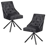 Stella Trading Johanna Juego de 2 Estructura de Metal Negro, Berenjena, cómodas sillas de Terciopelo para Comedor y Sala, 54 x 91 x 62 cm