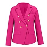 ERASFGAV Blazers elegantes casuales para mujer, blazers de talla grande para mujer, cuello en V, chaqueta de manga larga, ajuste holgado, trajes de solapa, chaqueta de oficina, abrigos de trabajo con