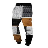 Genérico Pantalones de chándal para hombre, verano, informal, estilo japonés, cintura elástica, cordón Harem holgado, ligero, pantalones de cuadros para hombre, vintage, para yoga, playa, naranja, L